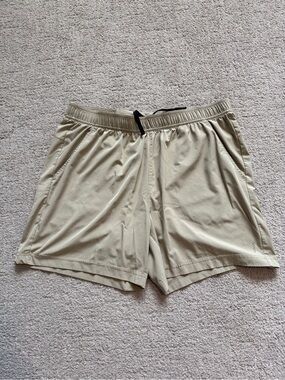 Balance Collection Men's Athletic Shorts - Beige with Black Drawstring